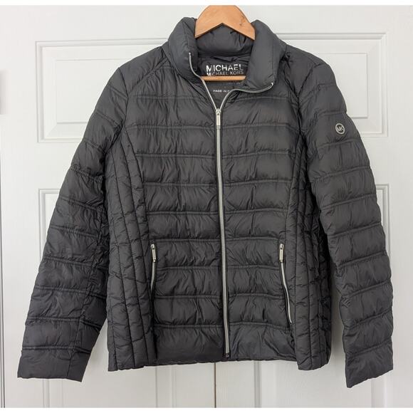 Michael Michael Kors Grey Packable Downfill Coat - Picture 1 of 11